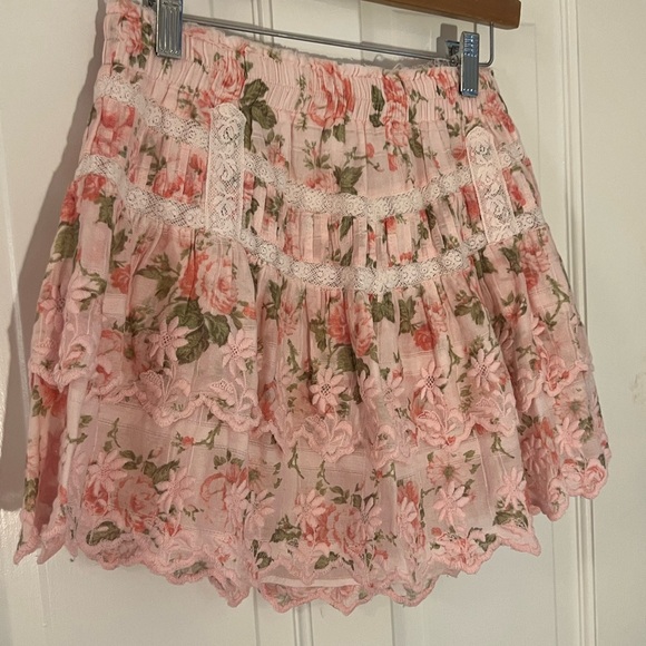 LoveShackFancy Dresses & Skirts - LoveShackFancy Cotton Floral Mini Skirt